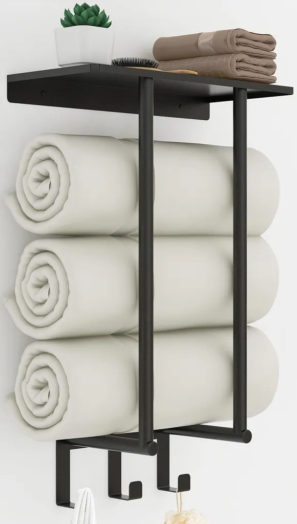 Porte-serviettes pour petites salles de bains avec étagère 160x100 cm