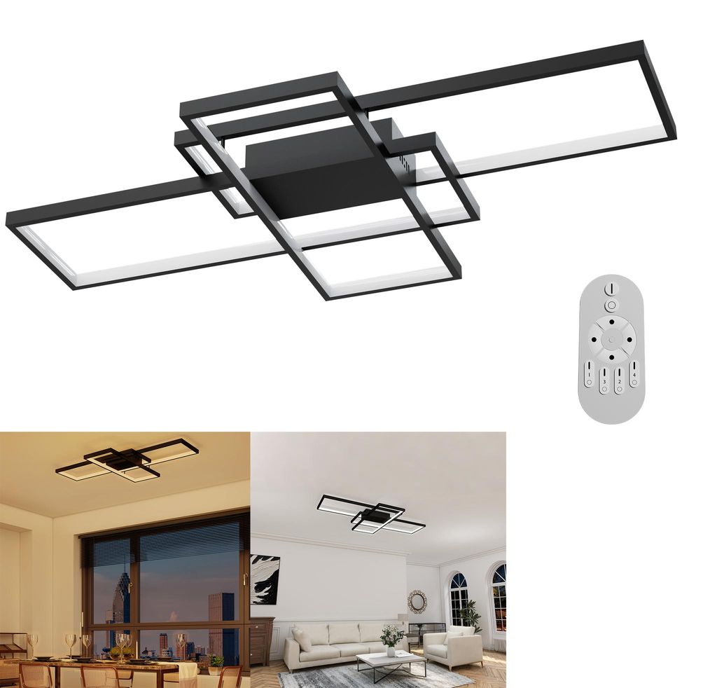 VA-Cerulean, plafoniera LED geometrica, nera, 72W, Immagine del prodotto 