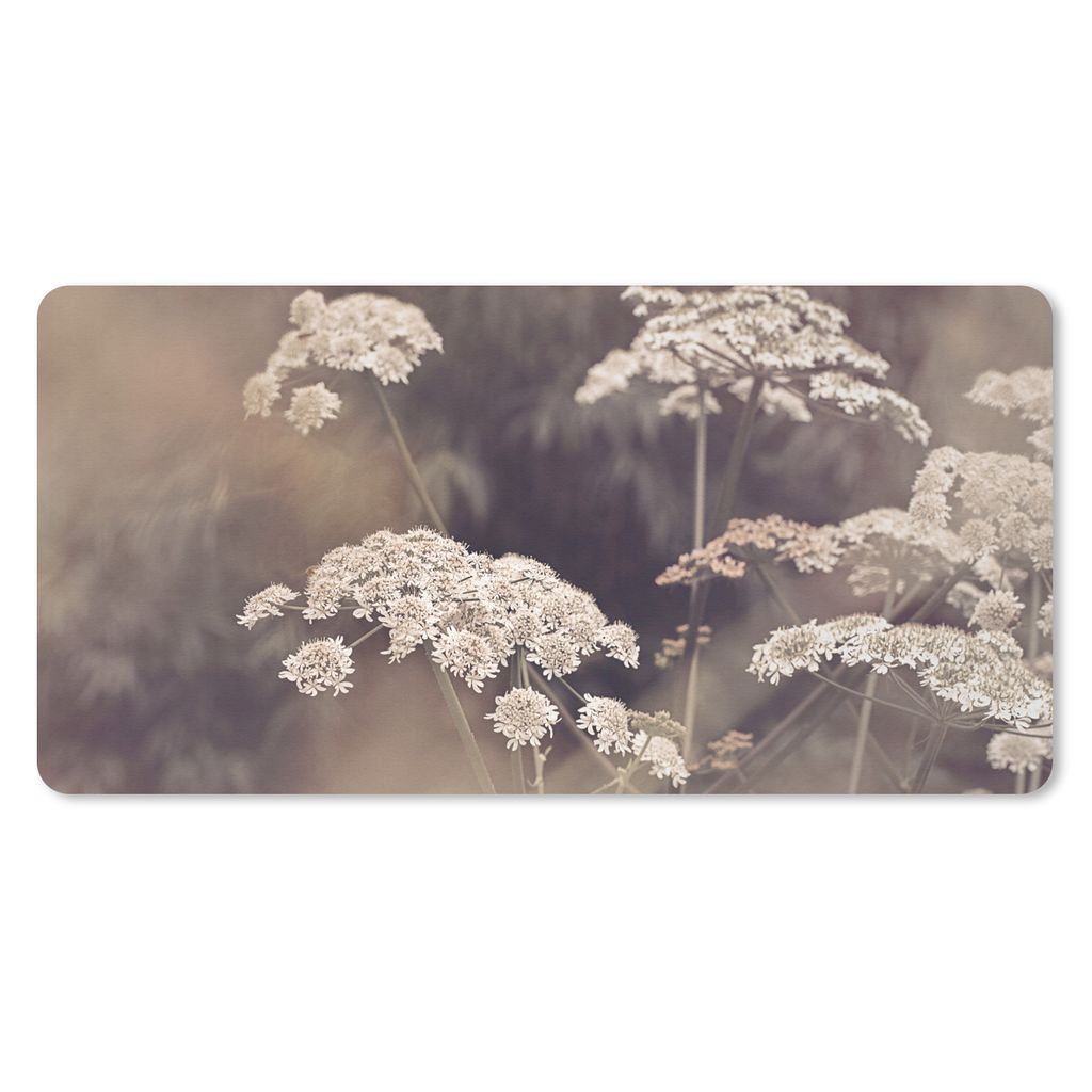 MuchoWow Mauspad Mousepad Pflanze - Weiß - Natur - Blumen 60x30 cm - Mousepads - Maus Mat - Pad - Mausunterlage - Nachhaltig