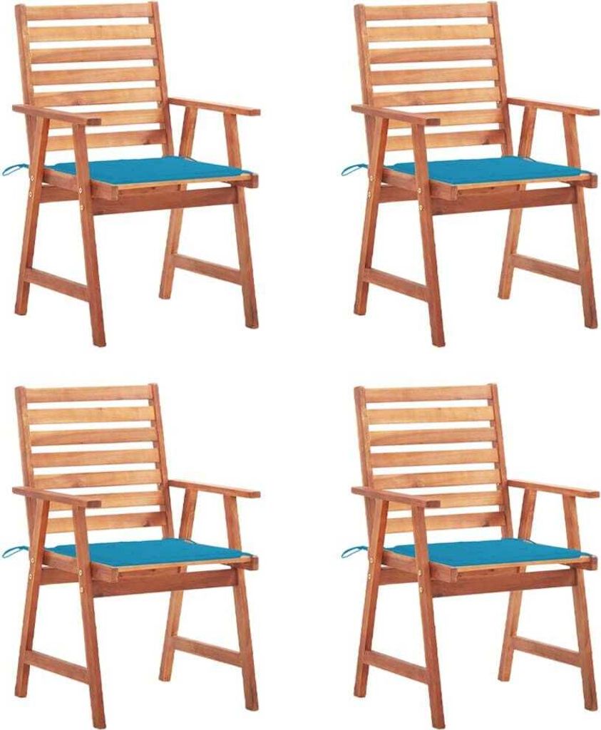The Living Store Garten-Essstühle 4 Stk. mit Kissen Massivholz Akazie