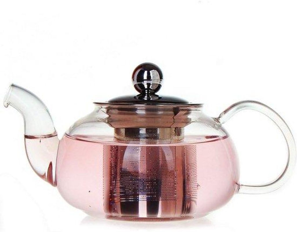 Gläserner Teebecher mit Edelstahl-Sieb - 1L - nachhaltiges Borosilicatglas