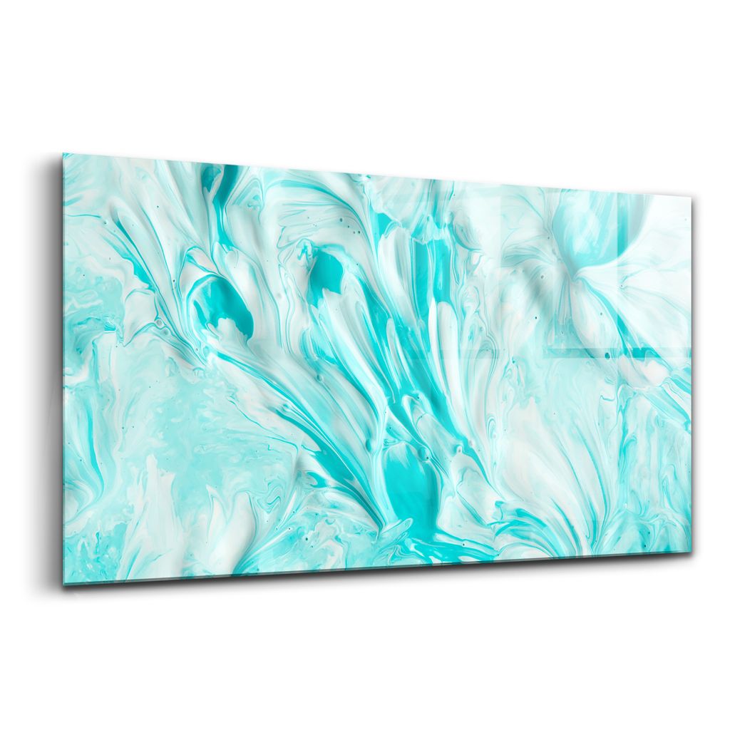Glasmalerei - dekoratives Bild - moderne Malerei - 100x50 - Abstrakte Blaue Tapete