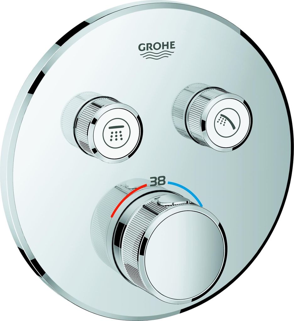 Grohe Thermostat GROHTHERM SMARTCONTROL rund, 2 Absperrventile hard graphite