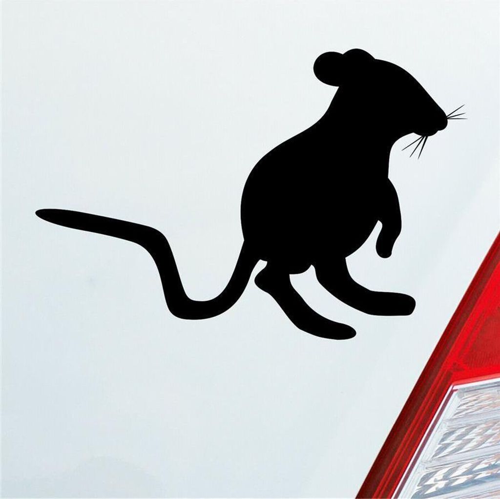 Auto Aufkleber Maus Mäuschen Mouse süß Tier Nager Ratte 14,5x10 cm Schwarz Matt Sticker Heckscheibenaufkleber