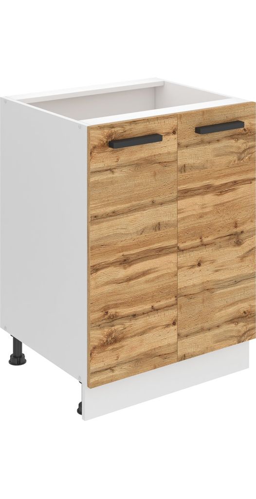 Belini Unterschrank Küche, Küchenunterschrank 60 cm Breite. SD2 Küchenunterschrank ohne Arbeitsplatte. Küchenschrank mit 2 Türen, Wotan-Eiche