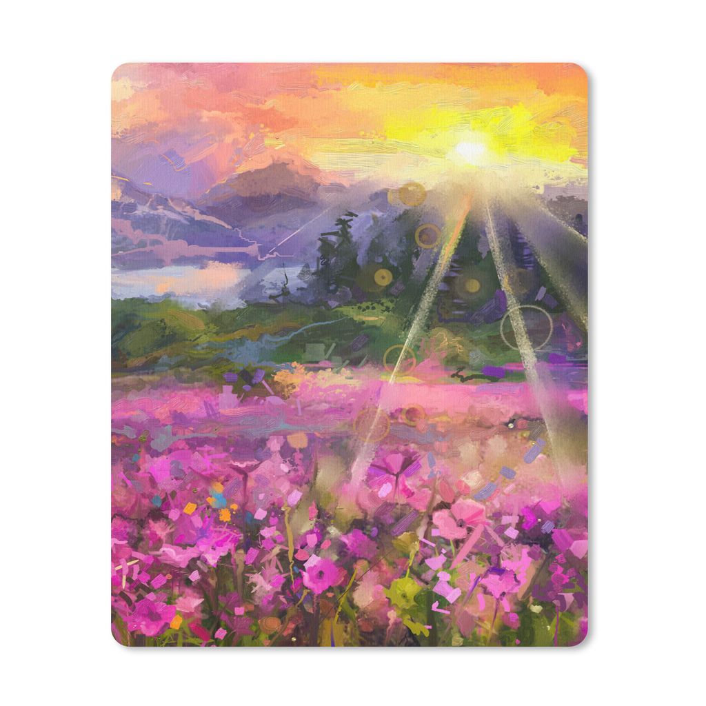 MuchoWow Mauspad Mousepad Gemälde - Ölfarbe - Blumen - Natur - Sonne 30x40 cm - Mousepads - Maus Mat - Pad - Mausunterlage - Mausmatten