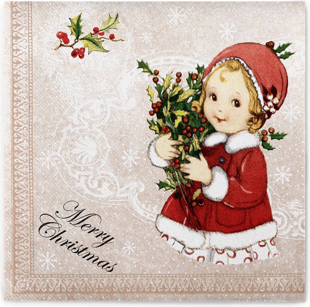 Airlaid Serviette Wiebke, 40 x 40 cm, 50 Stück - Mank - Weihnachtsserviette Nostalgie