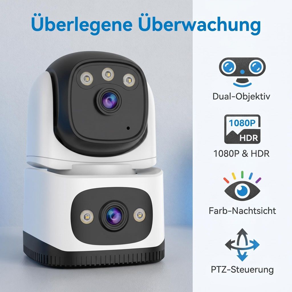 1080P IP Kamera Innen Dual-Linse, WLAN Überwachungskamera Produktbild 
