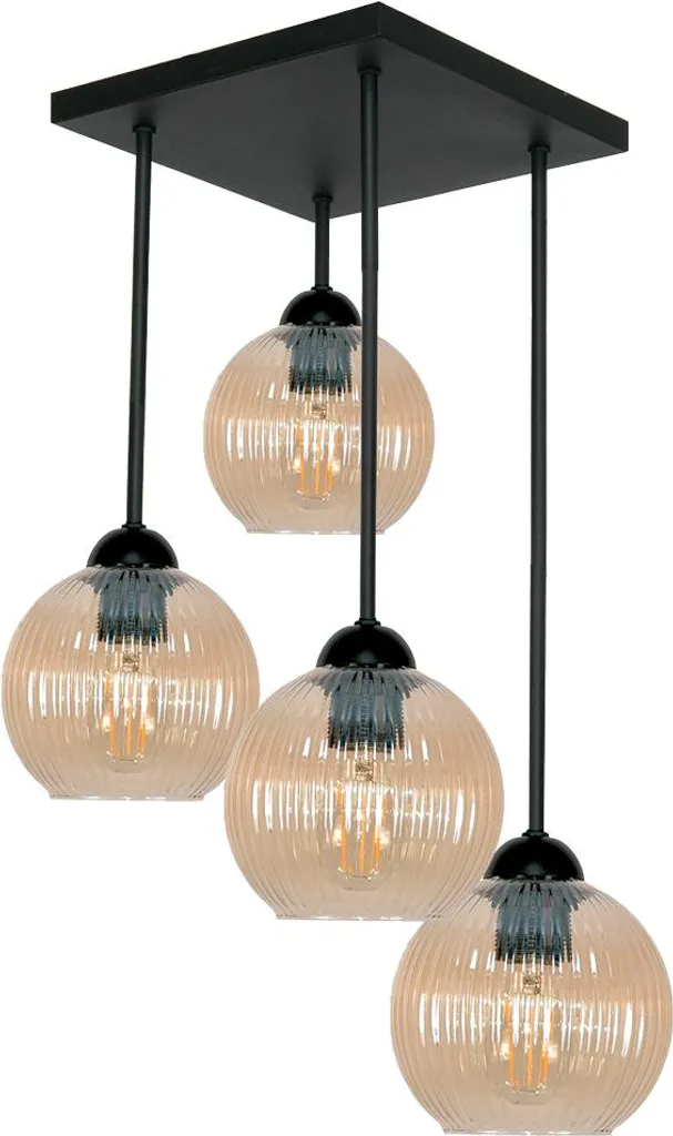 Plafonnier noir Sonia 15-454 avec abat-jours en verre ambré design
