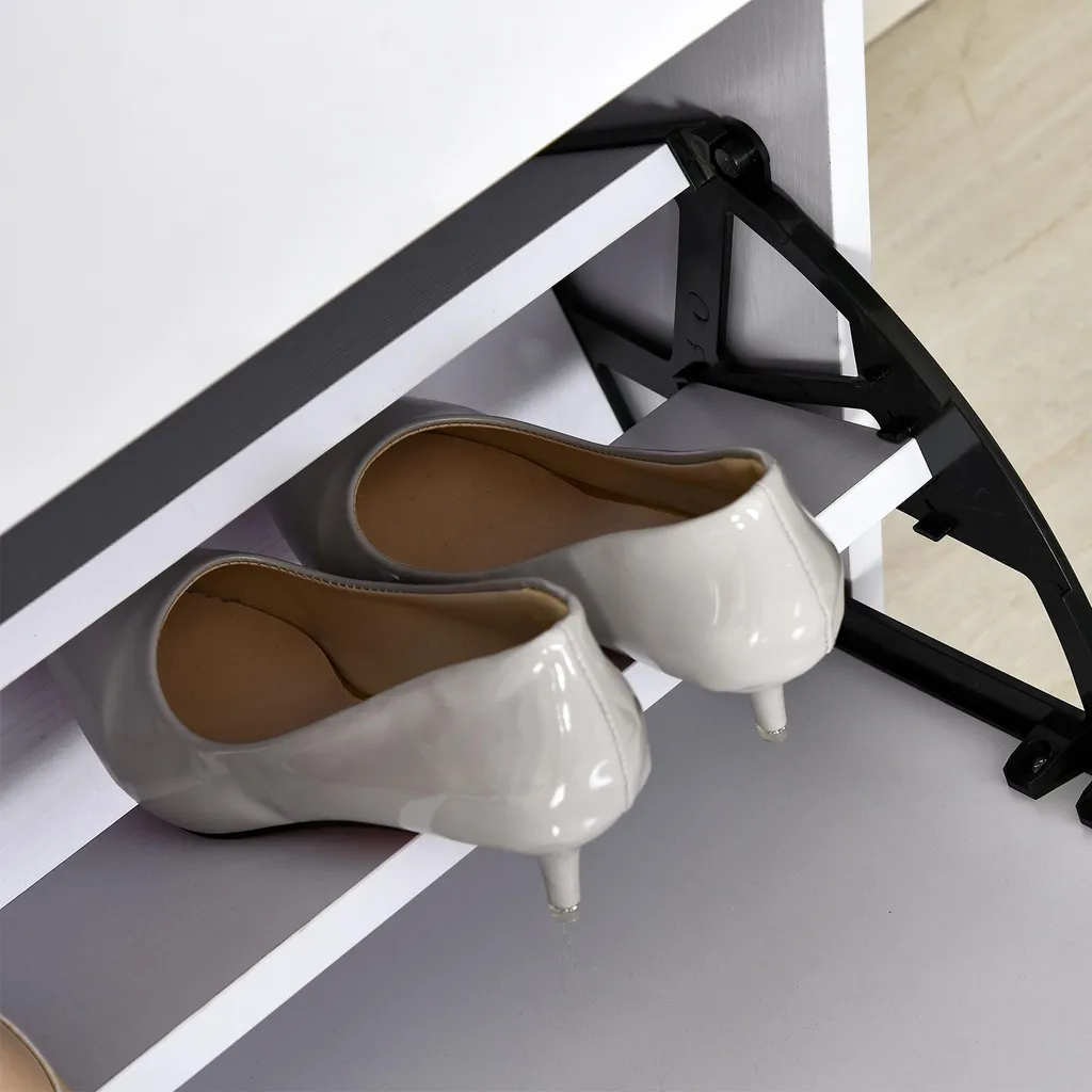 Armoire à chaussures compacte en bois blanc 3 grands compartiments - 10