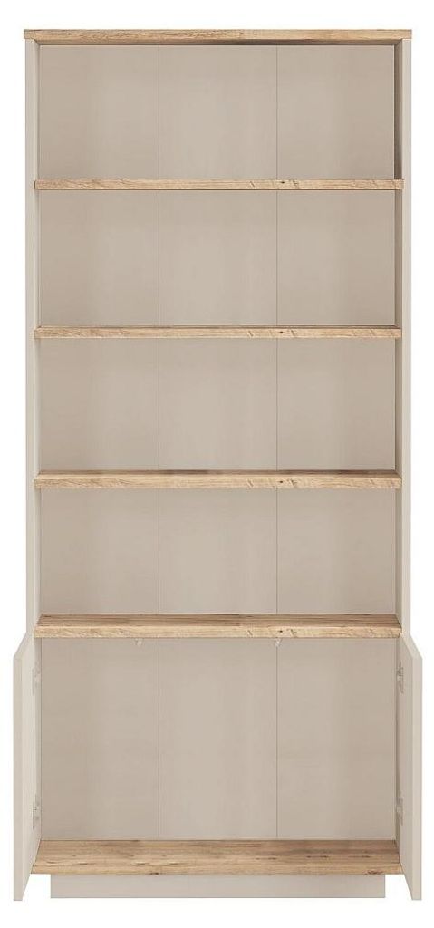 Bücherregal mit 2 Türen und 4 Fächern – Beige und Natur – LOTULA