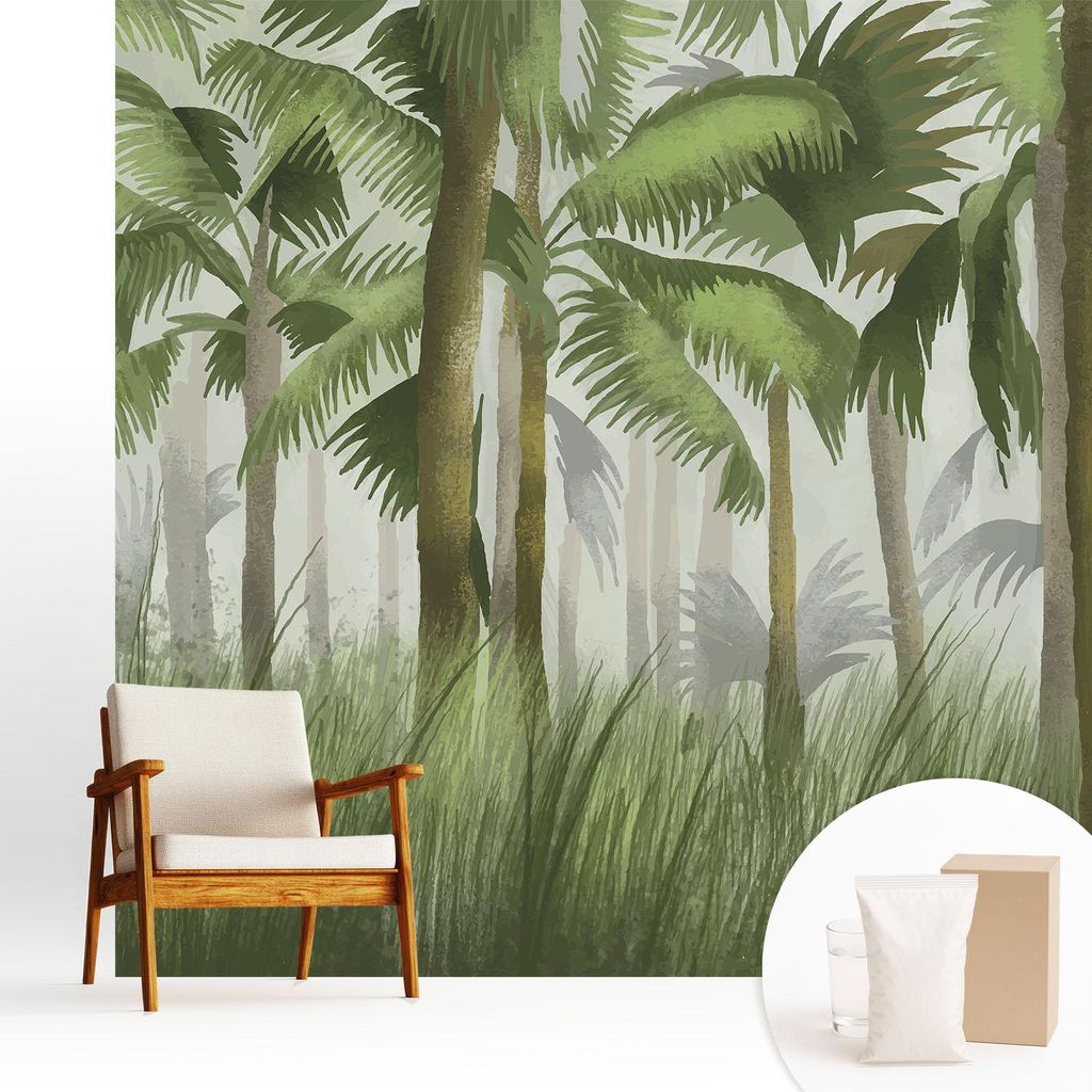 Fototapete - 250x250 cm - Tapete - Wandtapete - Wandbilder - Dekofolie - Tapete Folie - Wand - Dekoration - Wohnzimmer - Tropischer Wald