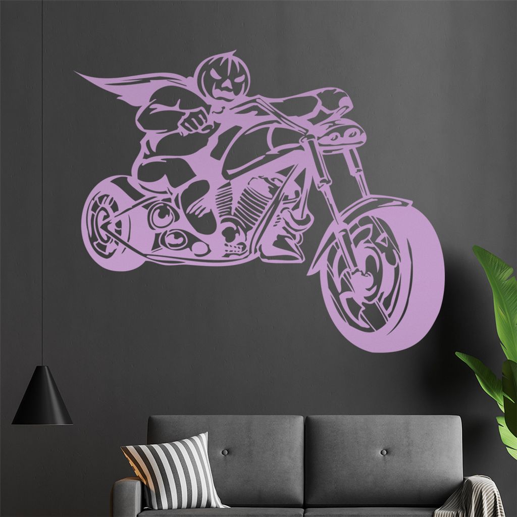 Halloween Biker Wandtattoo in 6 Größen - Wandaufkleber Wall Sticker - Dekoration, Küche, Wohnzimmer, Schlafzimmer, Badezimmer