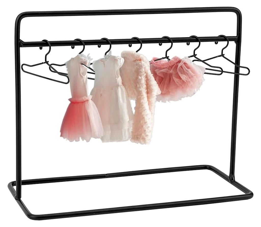 Puppen Kleiderbügel Set Aus Eisen 150x70x120mm Schwarzer Mini Kleiderständer Aus Metall Mit 10 winzigen Puppenkleider Outfit Kleiderbügeln Mit K...