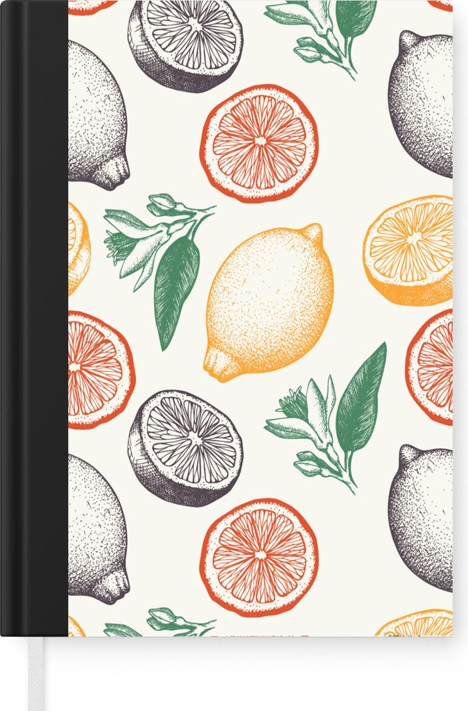 MuchoWow Notizbuch Tagebuch Haushaltsbuch Notebook A5 Obst - Vintage - Küche - Muster - Notizblock - Notizheft - Notebook - Schreibblock - Papier