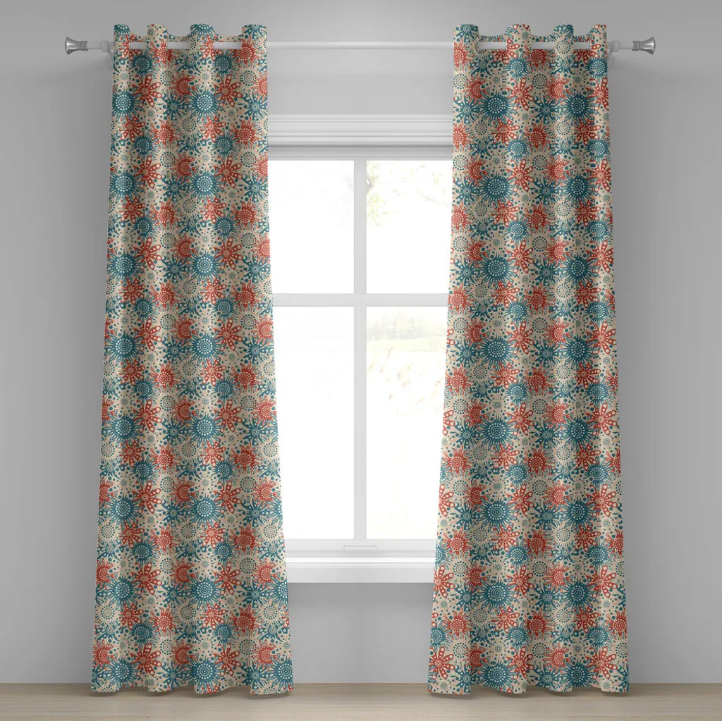 ABAKUHAUS Tenda Occhielli 280x245cm - Tessuto Satin Hippie Rossa Blu