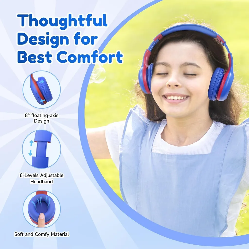 Cuffie Bluetooth Scuola con Microfono HD - Volume Sicuro 85/94dB - 4