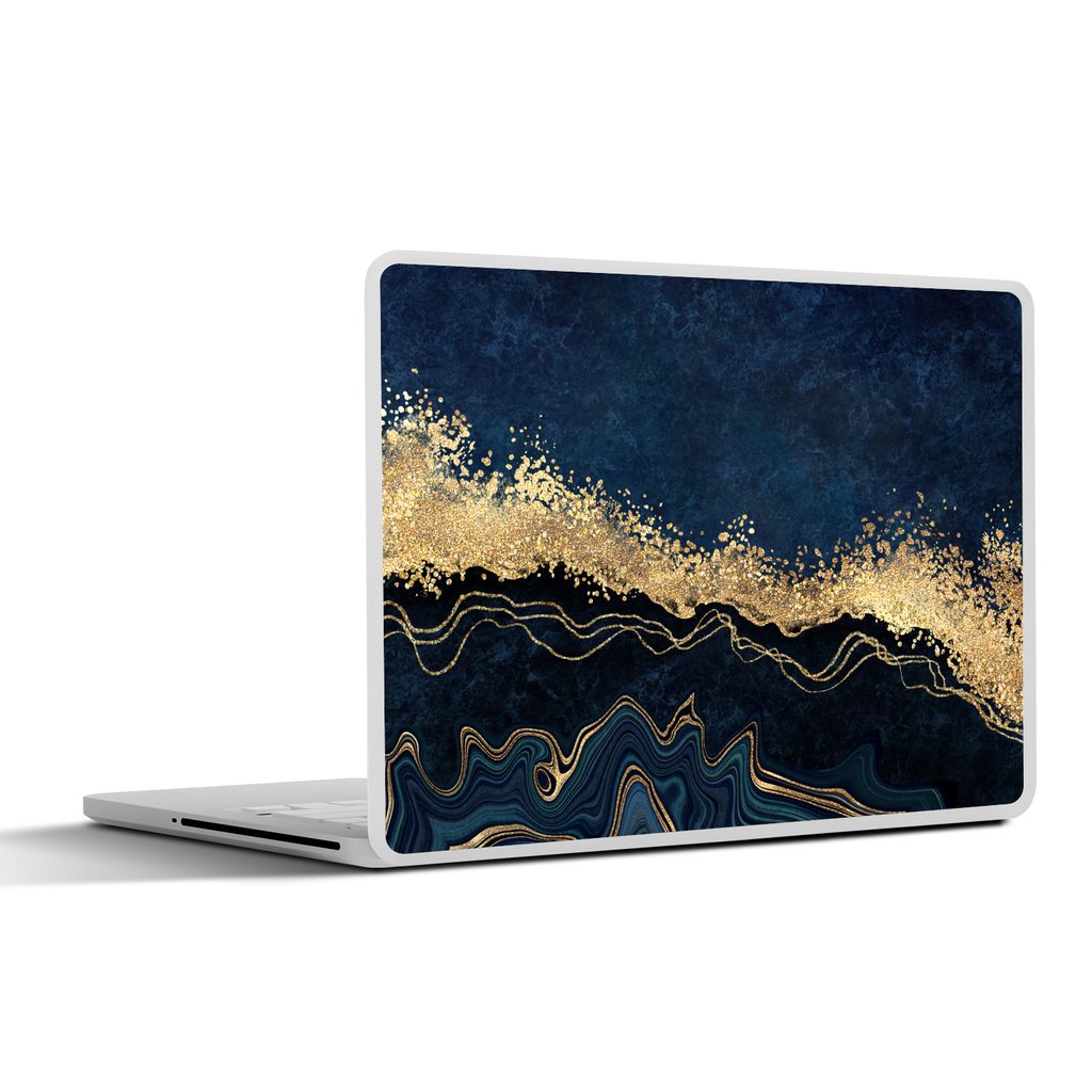 MuchoWow Laptop Aufkleber Sticker Cover Marmor - Textur - Gold - Illustration 30x21 cm - Sticker für Laptop - Selbstklebend