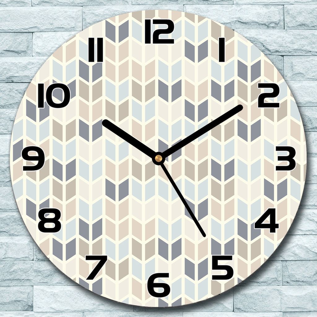 Wanduhr aus Glas Rund fi 30 Pastell blau braun Quarz Deko Schlafzimmer Büro
