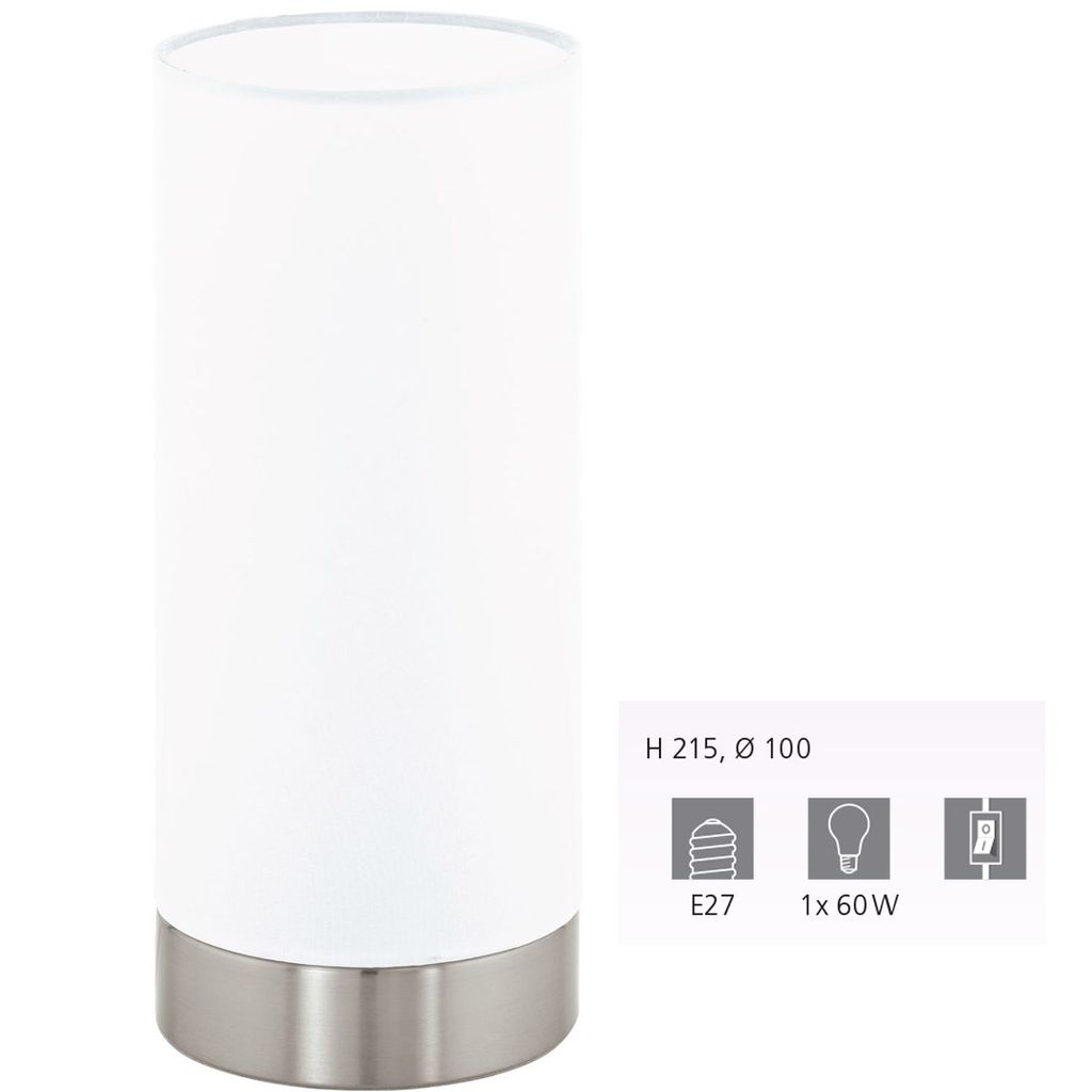 Eglo 95775 Damasco 1 lampada da tavolo bianco nichel opaco Immagine del prodotto 