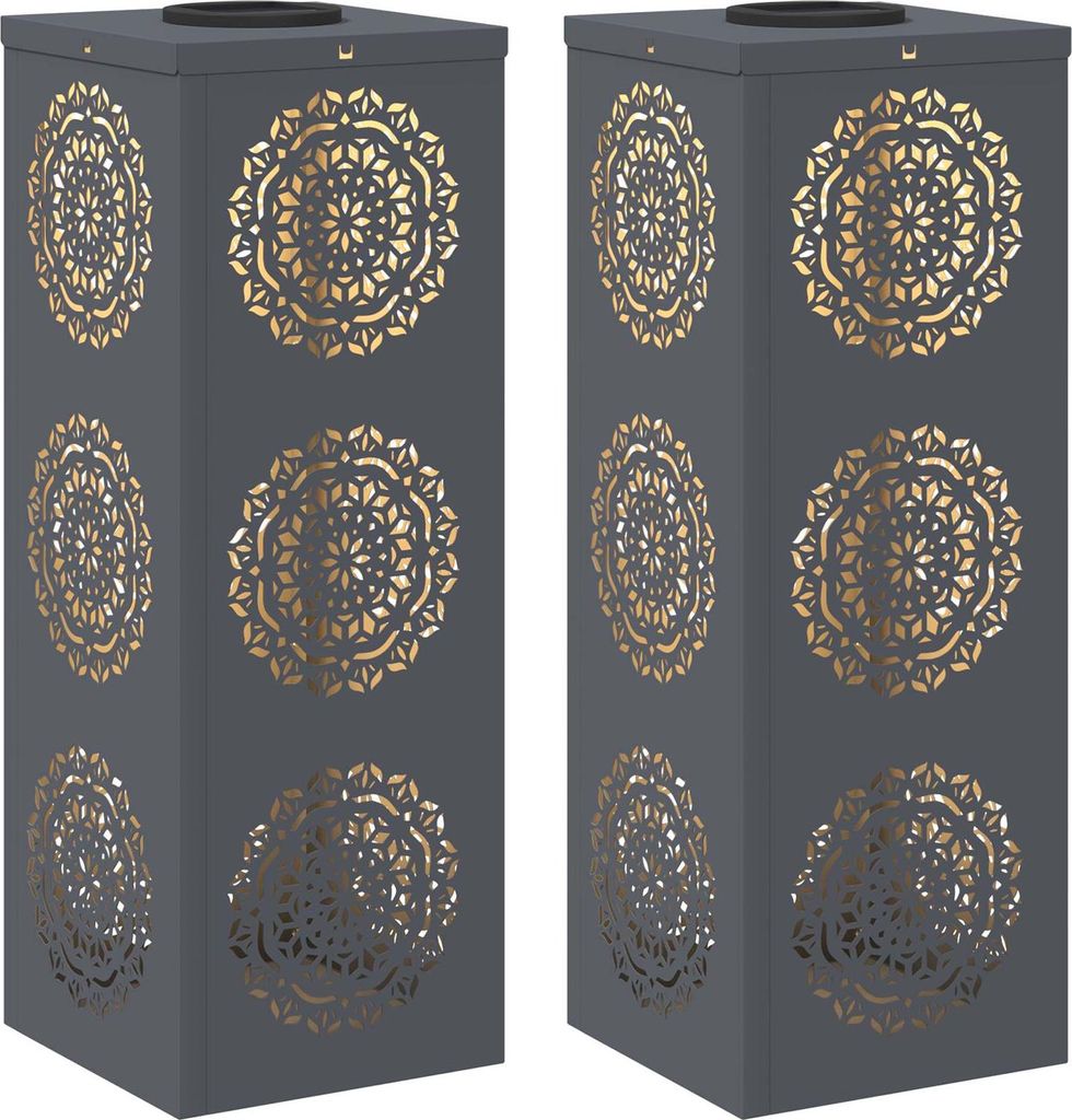 vidaXL Solar LED Weg Licht 2 pcs Anthrazit Kalt gewalzter Stahl