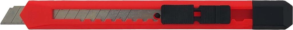 Robustes 9mm Cuttermesser mit Sicherheitsfeststeller, flaches Gehäuse in Rot-Schwarz für präzises Schneiden, 1 Stück