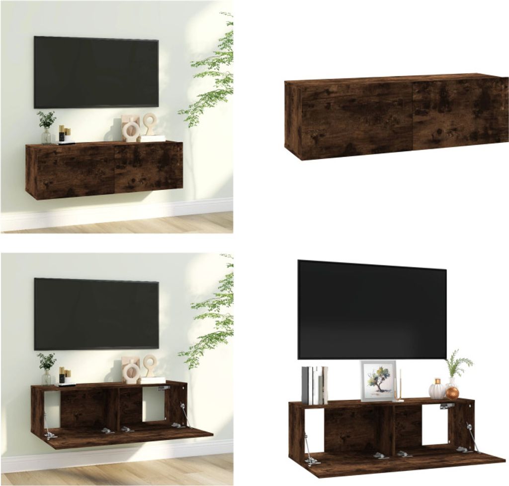 vidaXL TV Wandschrank Räuchereiche 100x30x30 cm Holzwerkstoff - TV-Wandschrank - TV-Wandschränke - TV-Halterung - TV-Möbel