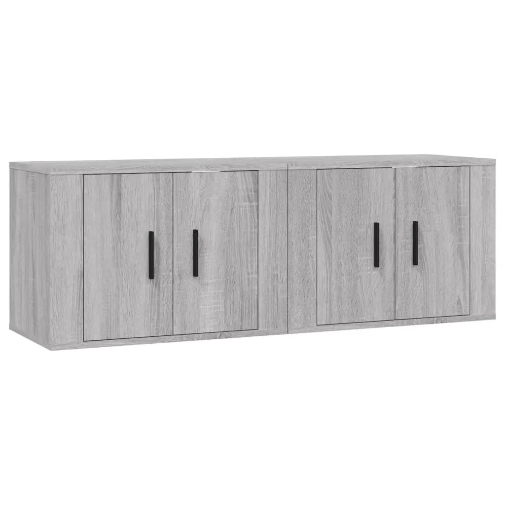 Set 2 Mobili Porta TV a Parete Grigio Sonoma - Arredo Soggiorno Minimal