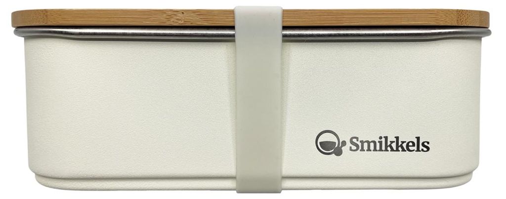 Smikkels Lunchbox - Bambusdeckel - Weiß - Edelstahl 900ml