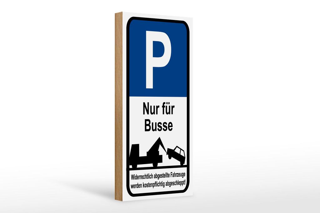 Holzschild Parkplatzschild nur für Busse, 27 x 10 cm, Holzschilder Achtung Widerrechtliches Parken