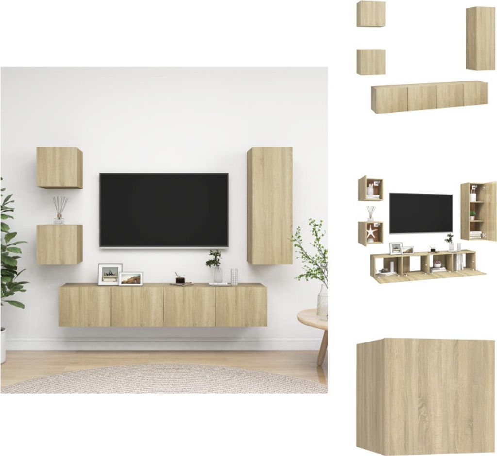 vidaXL 5-tlg. TV-Schrank-Sets Sonoma-Eiche Holzwerkstoff - TV-Möbel