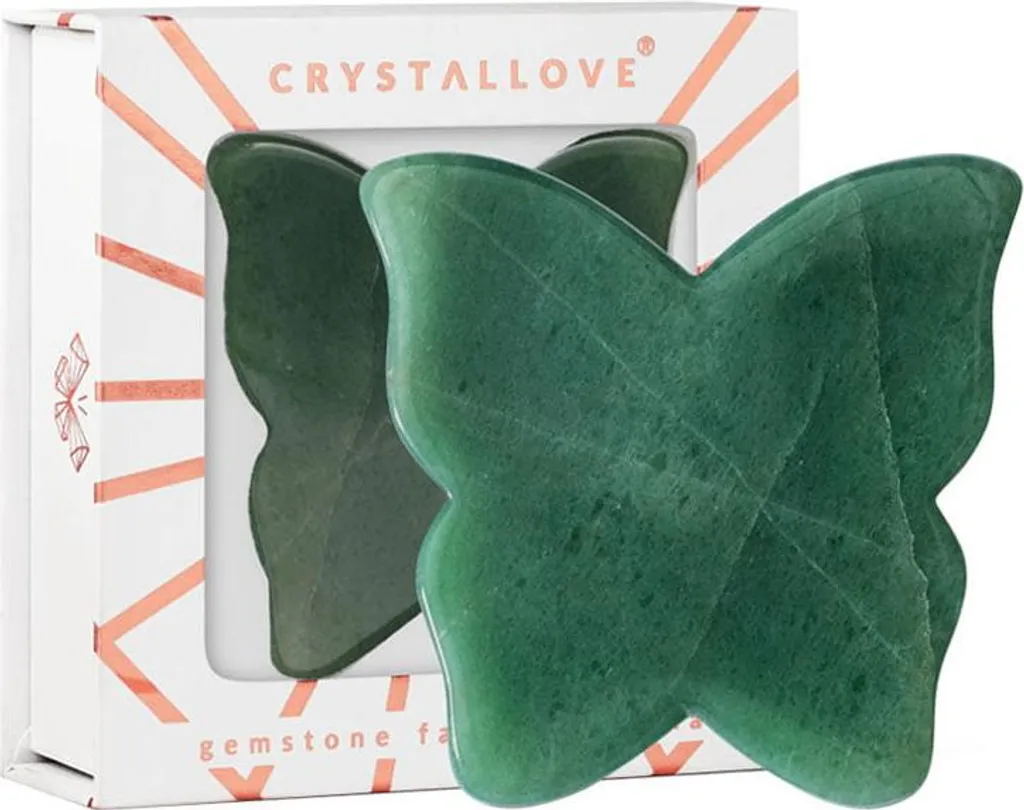 CRYSTALLOVE Butterfly Gua Sha Avventurina | Massaggio Viso Effetto Lifting
