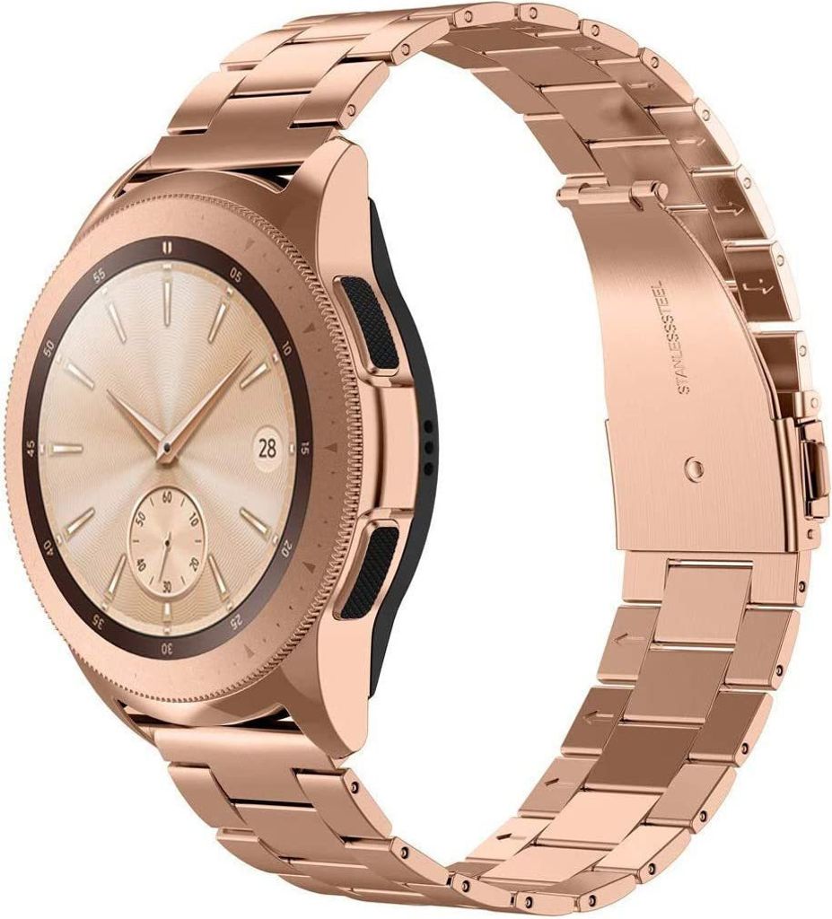 SYSTEM-S Armband 20 mm aus Metall für Samsung Galaxy Watch 4 Smartwatch in Rosa