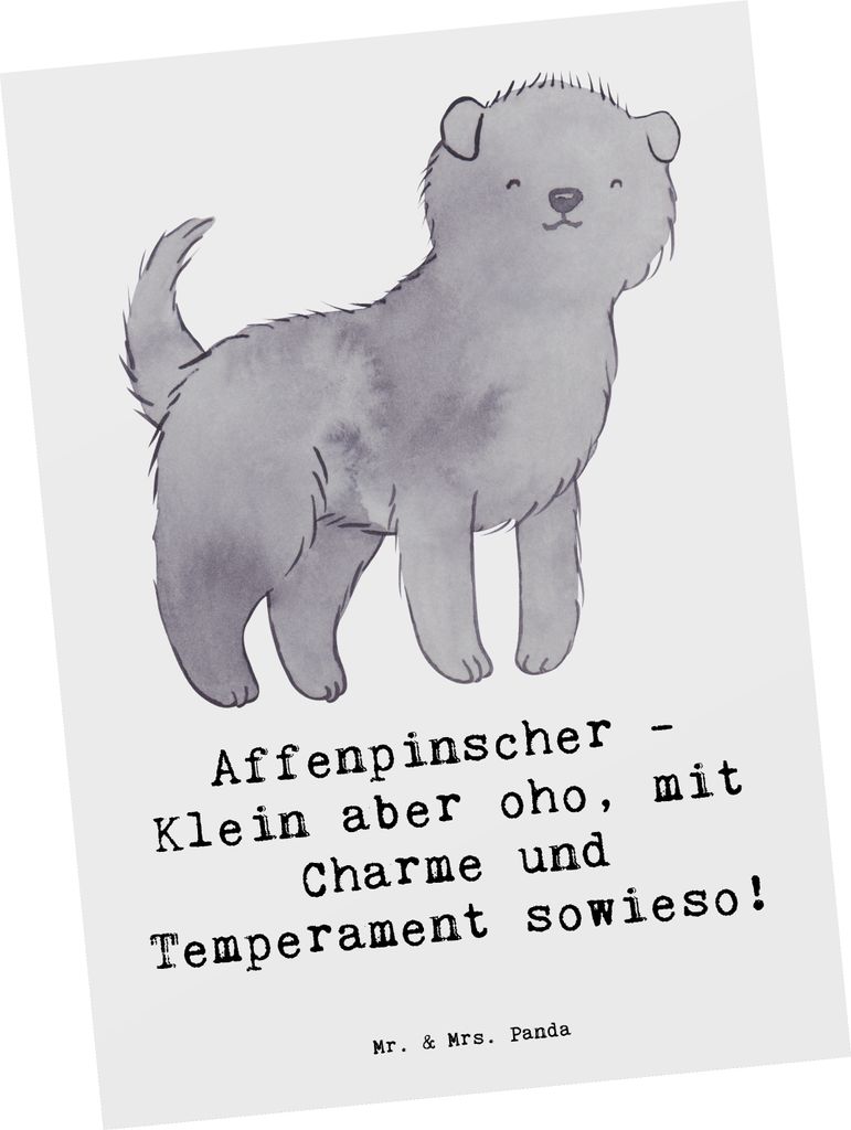Mr. & Mrs. Panda Postkarte Affenpinscher Charme - Weiß - Geschenk, Ansichtskarten, Sozialisierung, zotteliges Fell, Postkarten, Hunderassen Pflege...