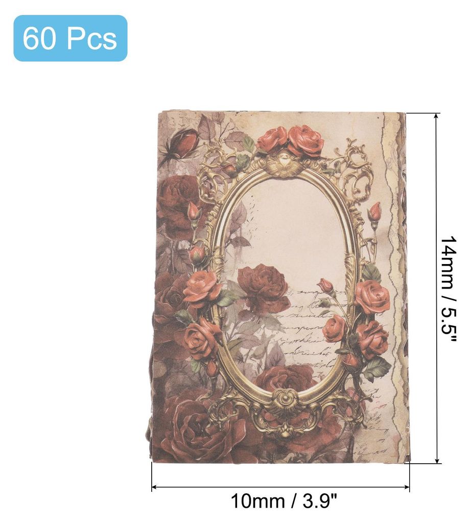 60Stk Strukturiertes Scrapbook Papier Vintage Scrapbooking Papier Handgemachtes Bastel Papier fš¹r Journaling Zubeh?r Junk Journal Kunst Bastel T...