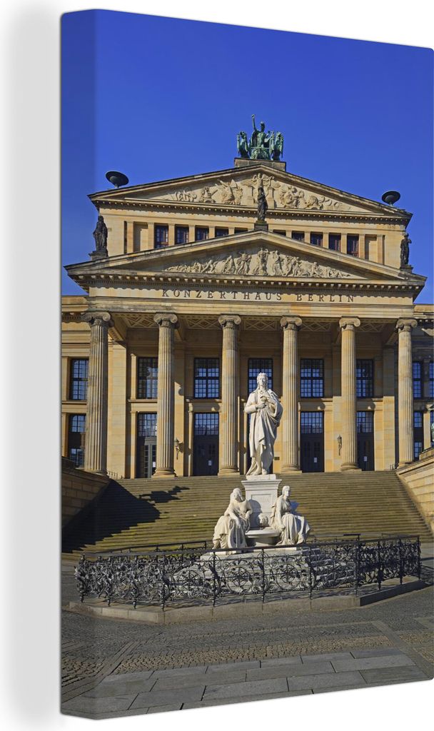 OneMillionCanvasses - Leinwandbilder - 90x140 cm, Blick auf das Berliner Konzerthaus und die Schiller-Statue, Wandbilder Kunstdruck Wanddekoratio...