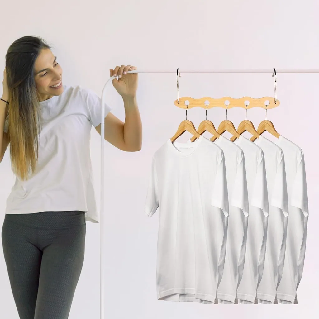 Cintres en bois anti-glisse : finis les vêtements qui tombent, set 6