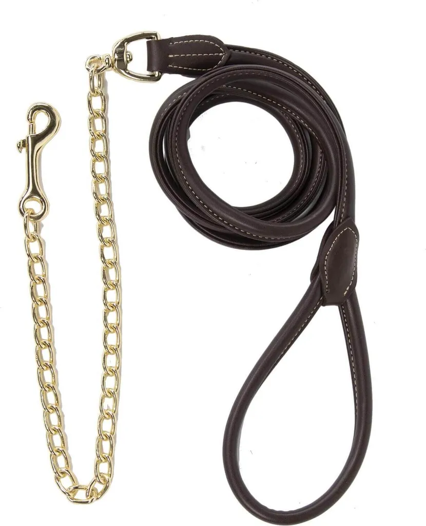 Laisse guide-chaîne en cuir pour la présentation des chevaux marron