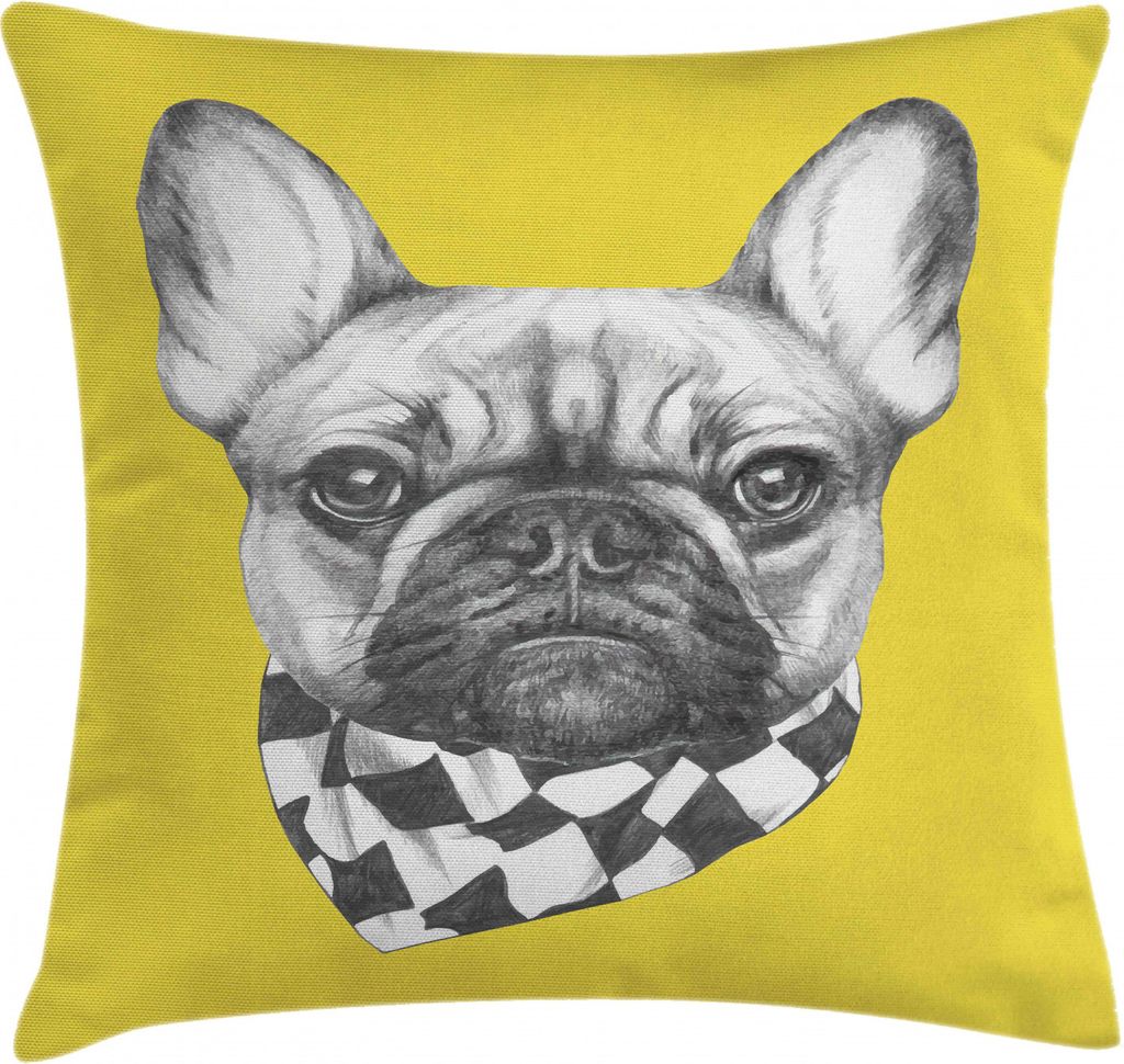 ABAKUHAUS Bulldogge Kissenbezug, Französisch Rasse Retro-Stil, Digitaldruck Waschbar Farbfester Kopfkissenhülle Reißverschluß Beidseitiger Druc...