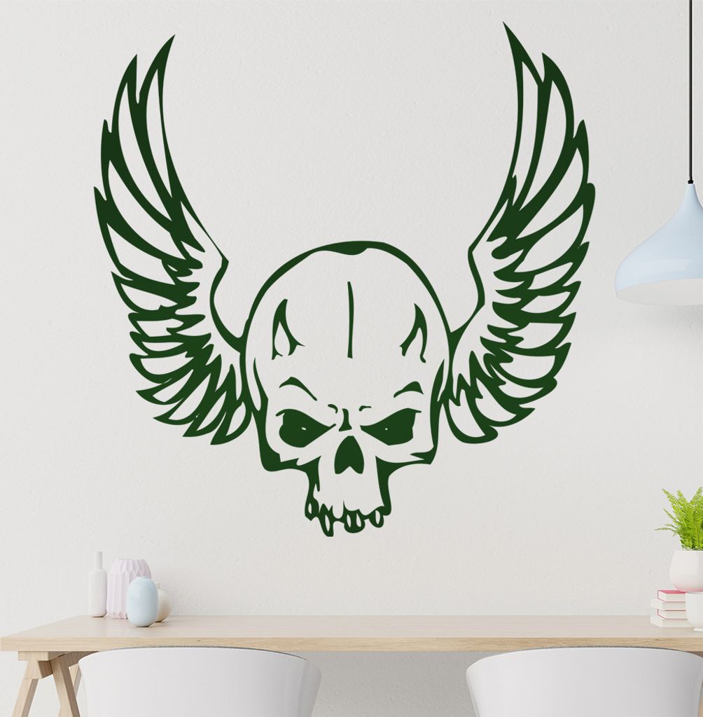 Himmel & Hölle Schädel Wandtattoo in 6 Größen - Wandaufkleber Wall Sticker - Dekoration, Küche, Wohnzimmer, Schlafzimmer, Badezimmer
