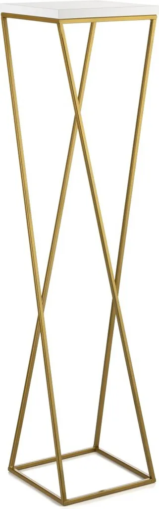 Howhomely Porte-plante 100 cm Blanc et Or - Colonne Déco Élégante