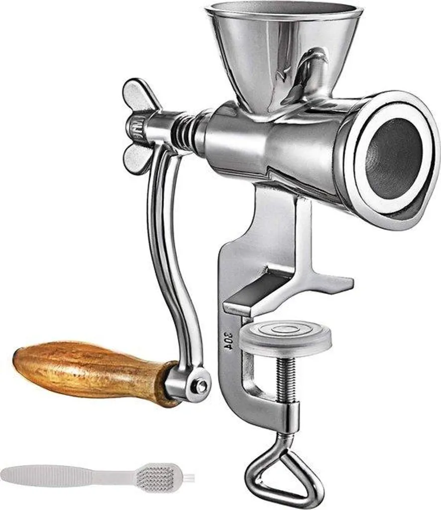 Moulin à café manuel en acier inoxydable avec manivelle en bois robuste