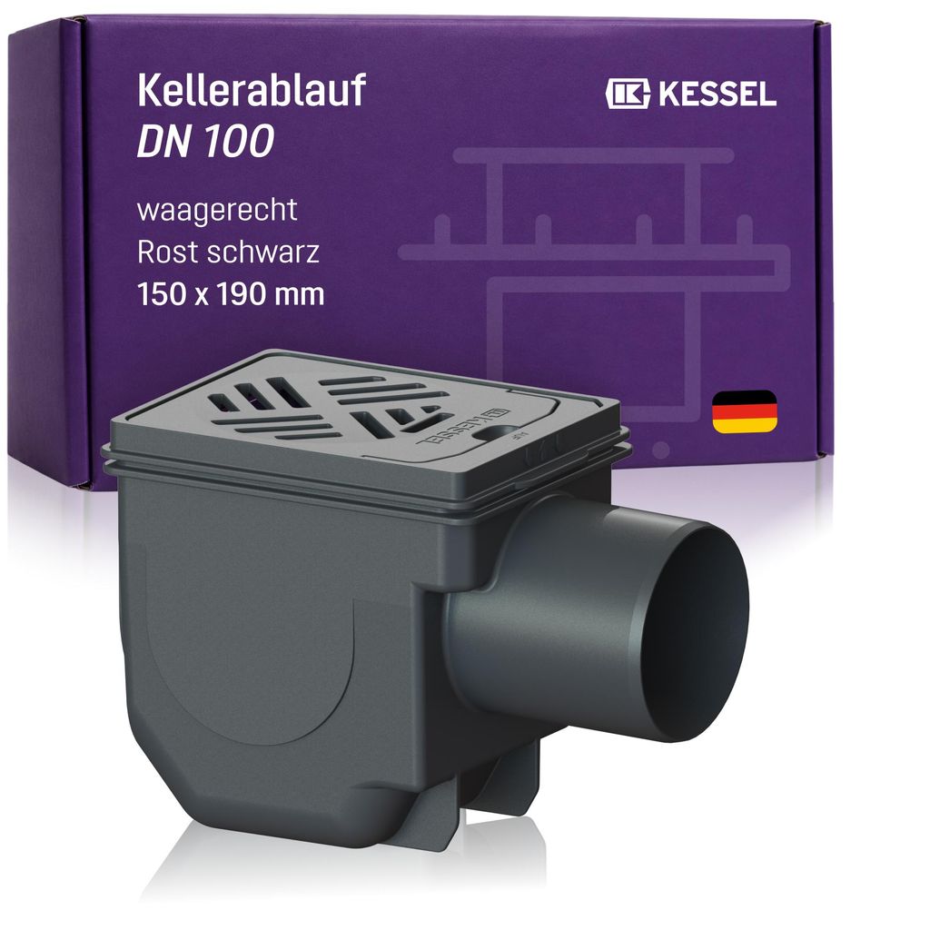 KESSEL Kellerablauf DN 100 kompakt 150 x 190 mm Schlitzrost Produktbild 