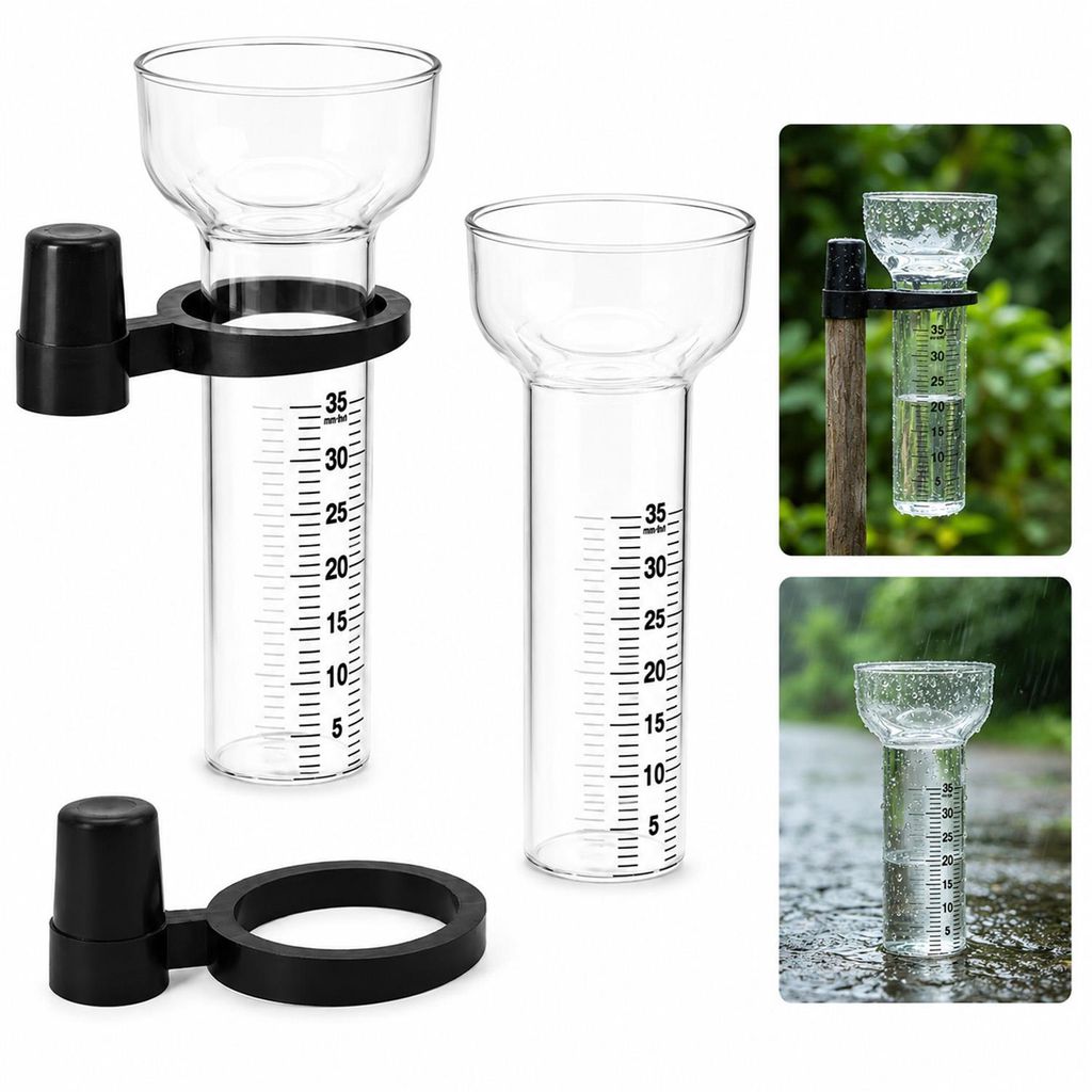 2er Set Regenmesser Glas 35 mm, Niederschlagsmesser Garten Produktbild 