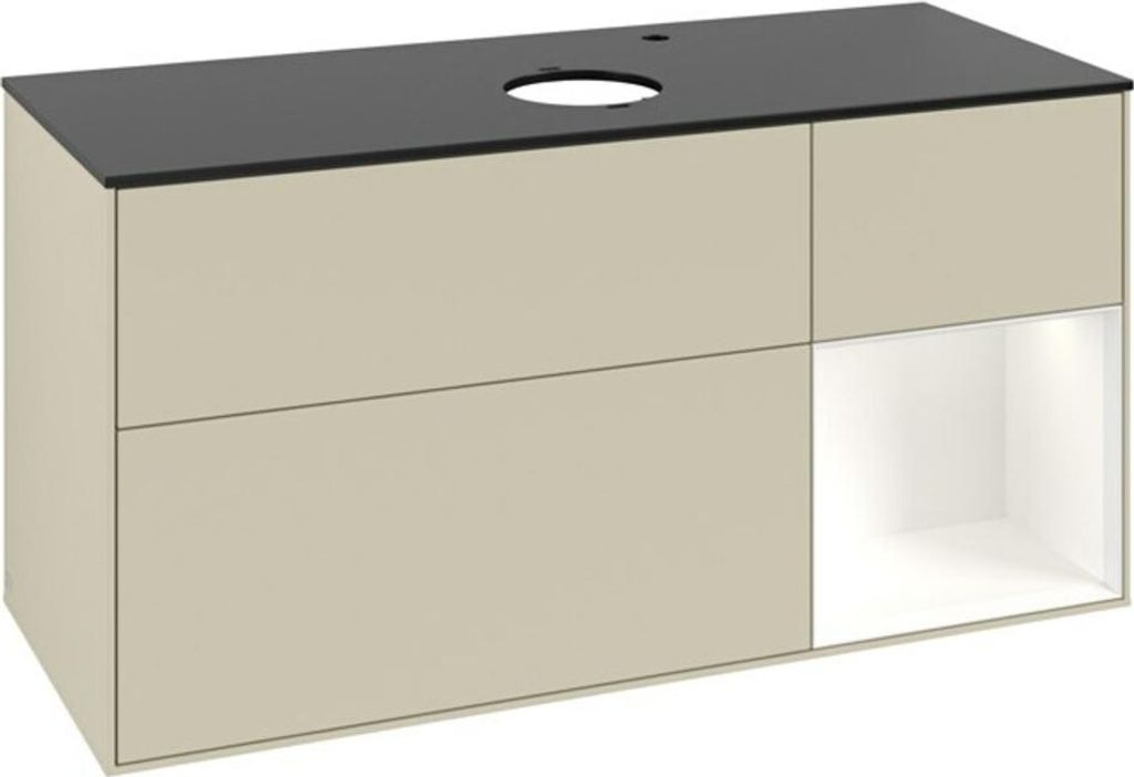 V&B Waschtischunterschrank Finion 120cm, Pl b m, Rg wh. m Lac, si Gr m Lac