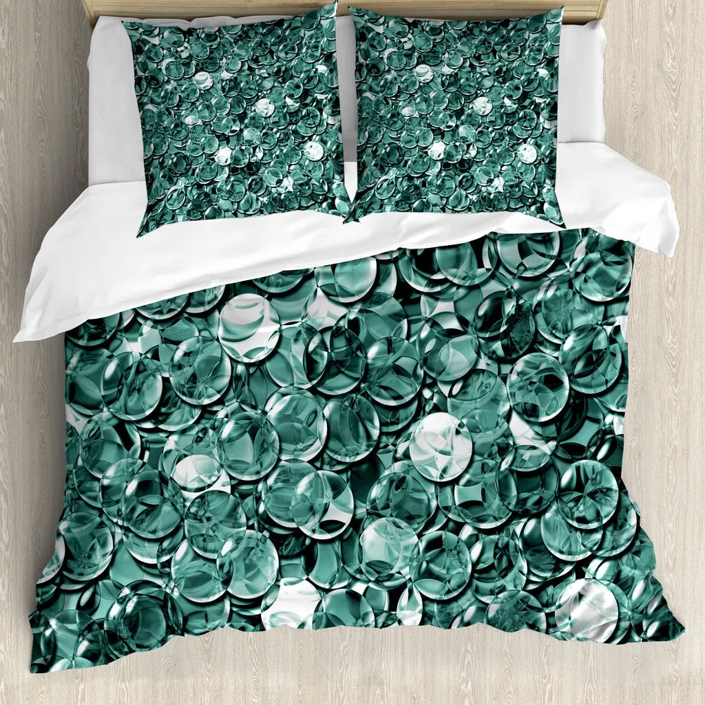 ABAKUHAUS Pearls Copripiumino Verde Acqua 155x220cm Antiacaro