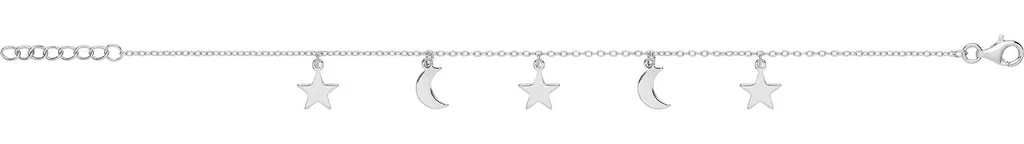 Bracelet Charms en Argent Fin 925 Rhodié Antioxydation 19cm Femme