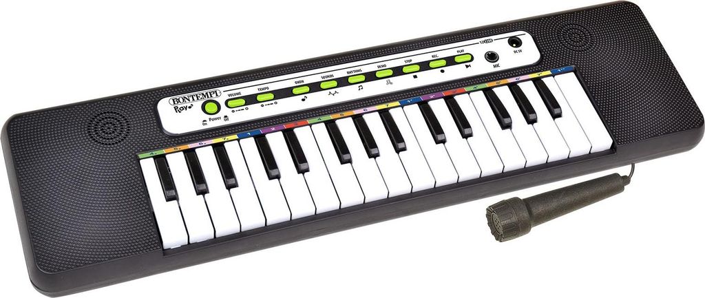 Bontempi | Elektronische Tastatur mit 32 Tasten und Mikrofon, 2 Klänge, 8 Rhythmen, Lernfunktion