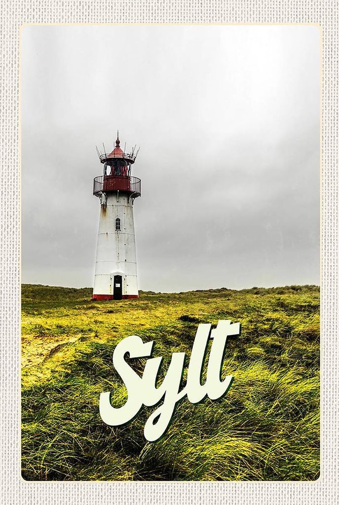 vianmo Holzschild 18x12 cm Sylt Strand Leuchtturm Wiese Bildmotiv Reisemotiv Abenteuer Reisen