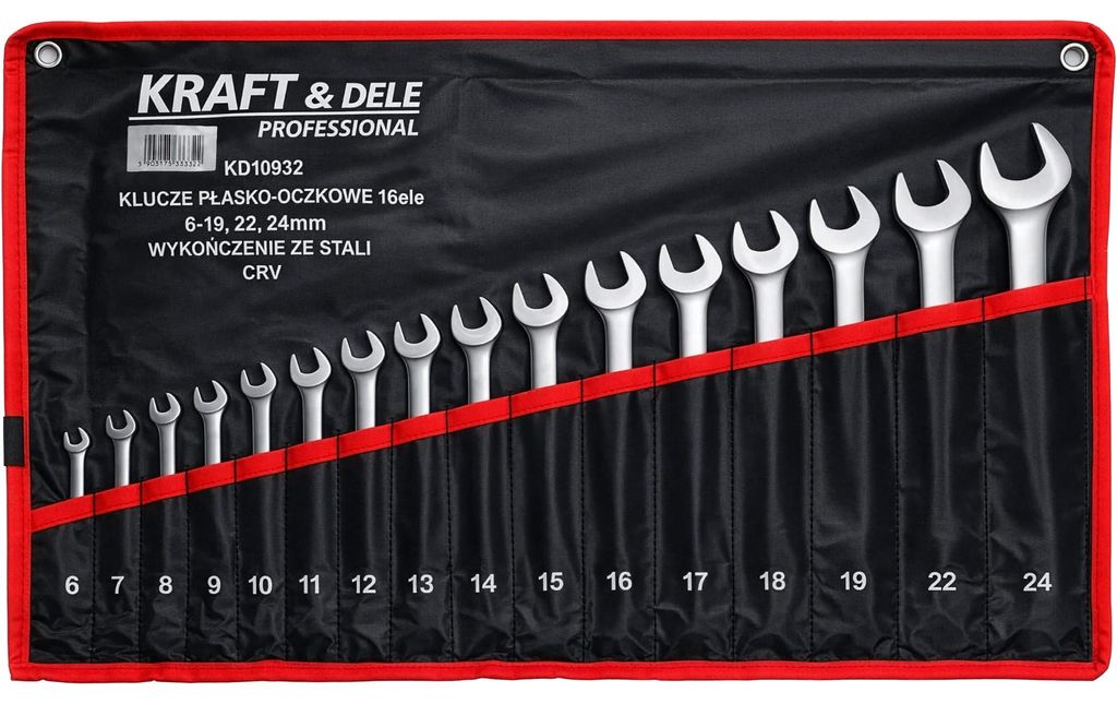 KRAFT&DELE | Maul-Ringschlüssel-Satz, 16-tlg, SW 6 - 24 mm, Produktbild 